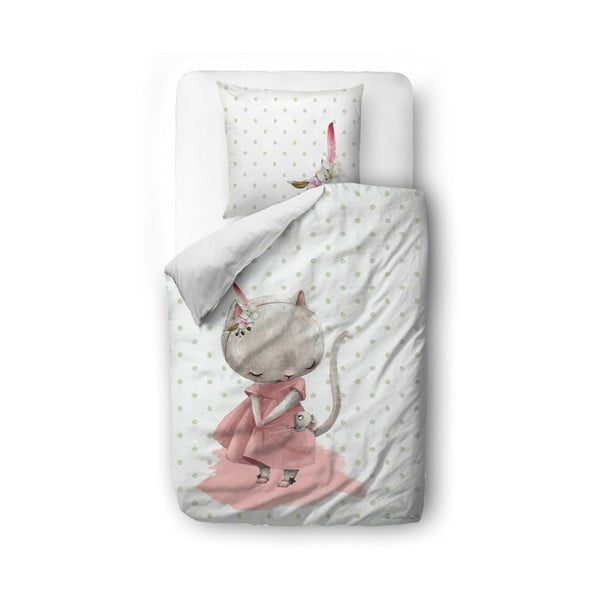Памучно бебешко спално бельо Мишка, 100 x 130 cm - Butter Kings