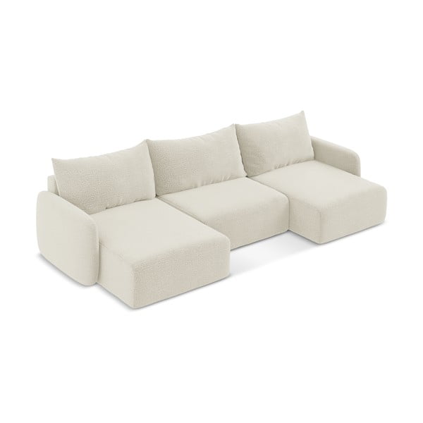 Кремав разтегателен ъглов диван с място за съхранение Kalena – Makamii-image-2