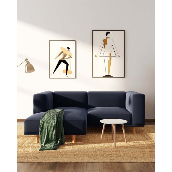 Тъмносин ъглов диван от кадифе (ляв ъгъл) Kukumo - Ame Yens-image-3