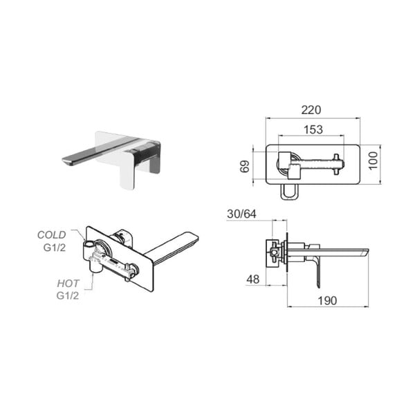 Матово-черна вградена батерия за мивка (1 изход) Spy – Sapho-image-2