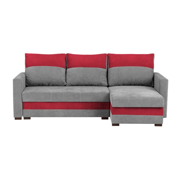 Променлив ъглов разтегателен диван в сиво и червено с възможност за съхранение Frida - Melart