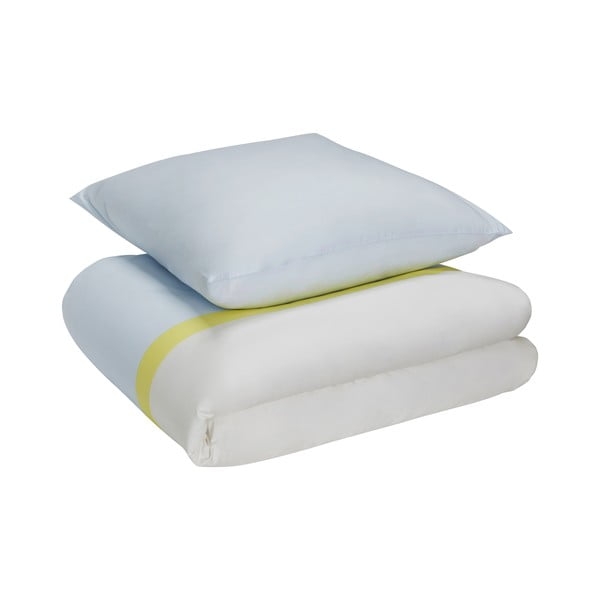 Бяло и синьо памучно спално бельо за единично легло 140x200 cm Block - Hübsch