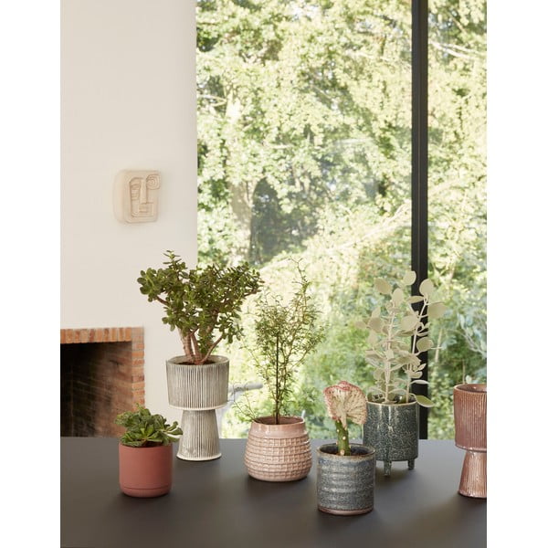 Комплект от 2 черни и бежови керамични саксии - Hübsch-image-2