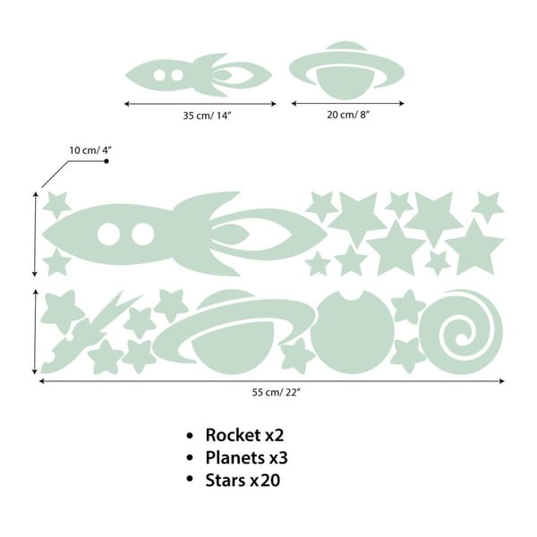 Комплект стикери за стена за деца "Ракети, звезди и планети - Ambiance-image-2