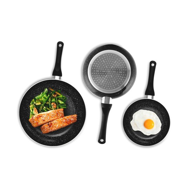 Комплект от 3 черни тигана Stone - InnovaGoods-image-2