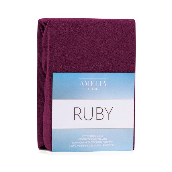 Еластичен чаршаф за двойно легло в цвят тъмно бордо Siesta, 180/200 x 200 cm Ruby - AmeliaHome-image-2