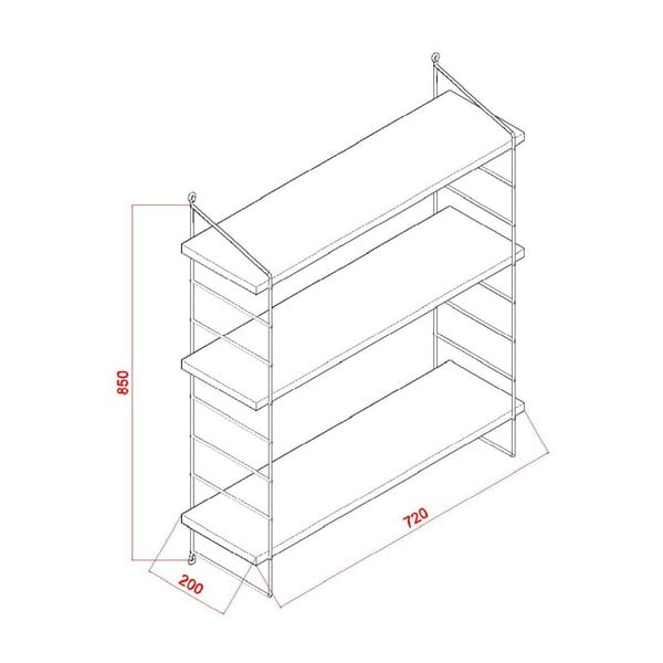 Гланциран бял стенен рафт Armon - Decortie-image-2
