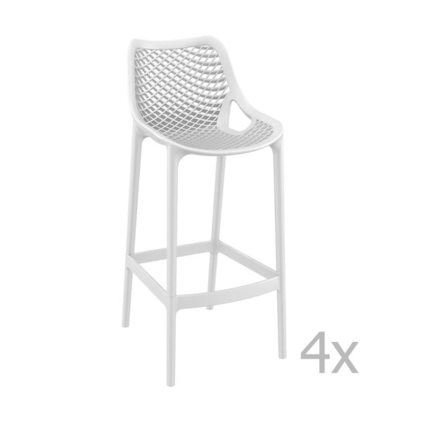 Комплект от 4 бели бар стола Grid Simple, височина 75 cm - Resol