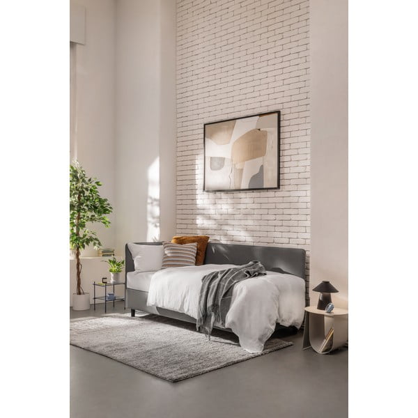 Сиво единично легло тапицирано с място за съхранение с включен матрак 120x200 cm Avela – Bonami Selection-image-1