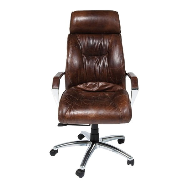 Hnědá kancelářská kožená židle Kare Design Cigar