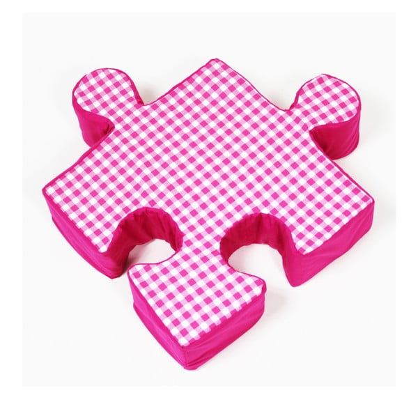 Růžový polštářek Puzzle Grid