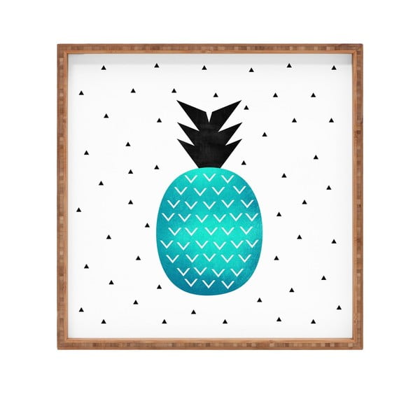 Дървена декоративна табла за сервиране Blue Pineapple, 40 x 40 cm - Unknown