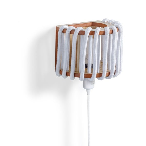 Бяла стенна лампа с дървена конструкция, дължина 20 cm Macaron - EMKO-image-2