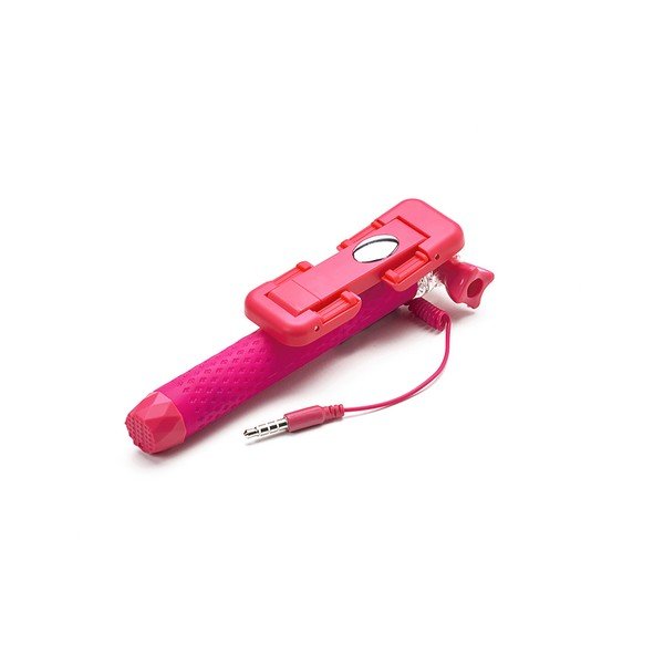 Růžová selfie tyč Celly Mini selfie, spoušť přes 3.5mm jack-image-1