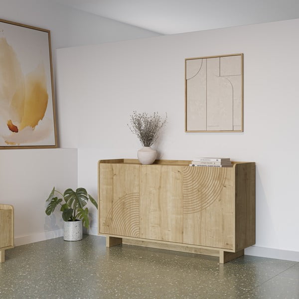 Скрин от дъбов декор  в естествен цвят 140x80x40 cm Daira – Marckeric-image-2