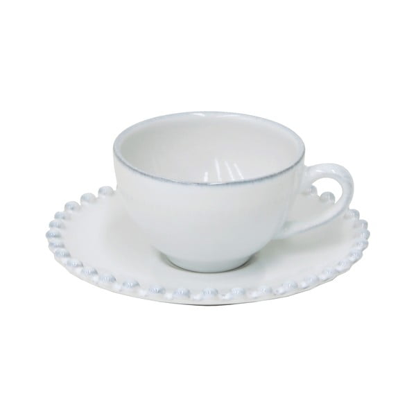 Бяла керамична чаша с чинийка , обем 70 ml Pearl - Costa Nova