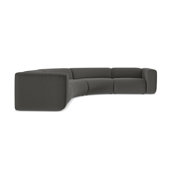 Сив кадифен ъглов диван Ekahi – Makamii-image-2