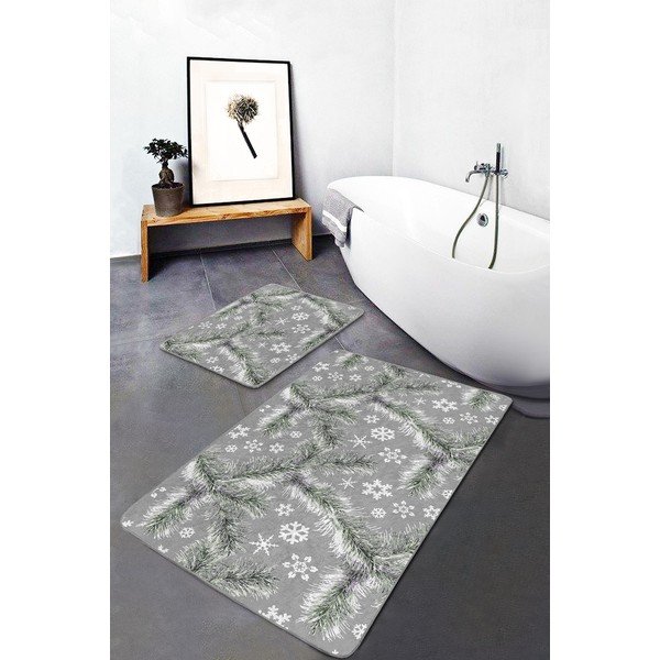 Сиви текстилни постелки за баня в комплект от 2 бр. 60x100 cm - Mila Home-image-1