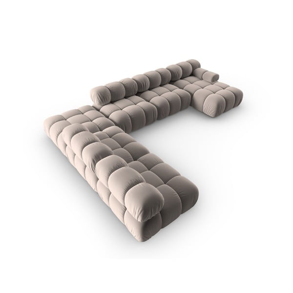 Светлокафяв кадифен модулен ъглов диван (ляв ъгъл/U форма) Bellis – Micadoni -image-4