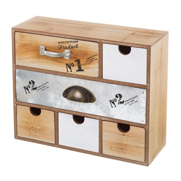 Dřevěná skříňka s 6 šuplíky Unimasa, 34 x 27,5 cm