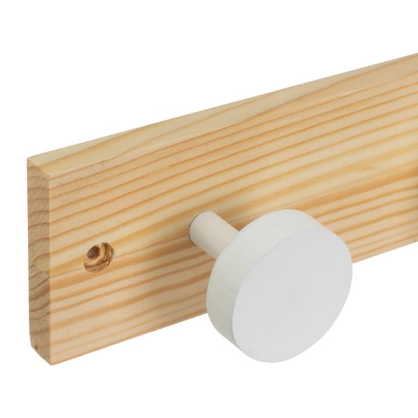 Стенна закачалка от масивен бор в бял и естествен цвят 40 cm Anillos – Casa Selección-image-1