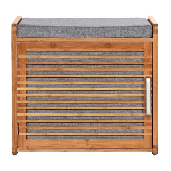 Сива/кафява бамбукова стойка за обувки за сядане Bahari – Wenko-image-2