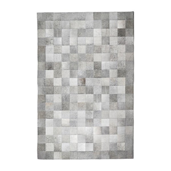 Šedý koberec z hovězí kůže Patchwork, 180 x 120 cm