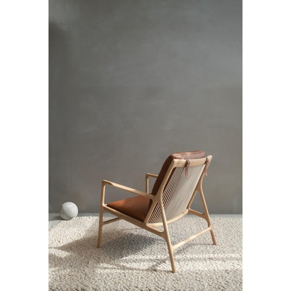 Кожен фотьойл в кафяво-натурален цвят Dedo - Gazzda-image-2