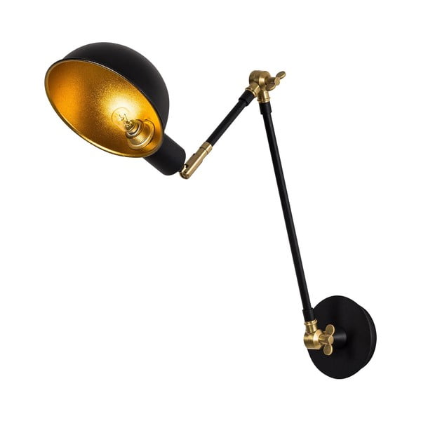 Черна/ в златист цвят стенна лампа ø 15 cm Sihen – Opviq lights-image-4