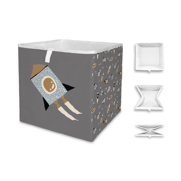 Сива детска кутия за съхранение от плат Cosmos - Butter Kings