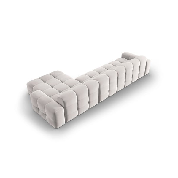 Ъглов диван от светлосиво кадифе (десен ъгъл) Kendal - Micadoni Home-image-4