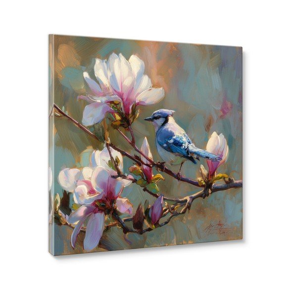 Печатна върху платно картина 32x32 cm Bluejay & Blossom – Styler-image-3