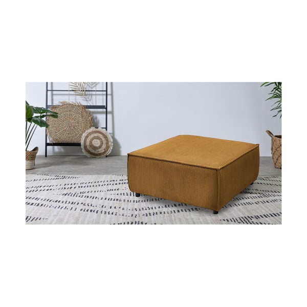 Табуретка от велур в цвят горчица Nihad modular - Bobochic Paris-image-1