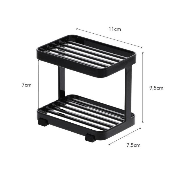 Черна двуетажна сапунерка с място за съхранение Tower - YAMAZAKI-image-3