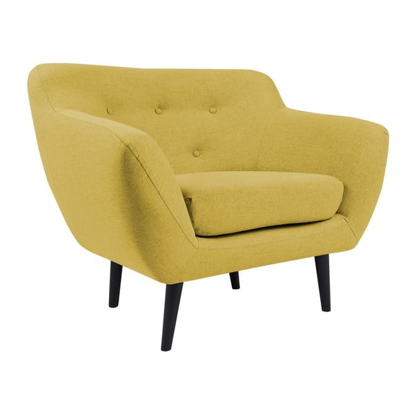 Žluté křeslo s hnědými nohami Mazzini Sofas Piemont-image-3