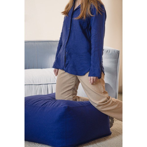 Синя вълнена табуретка Keno – noo.ma-image-2