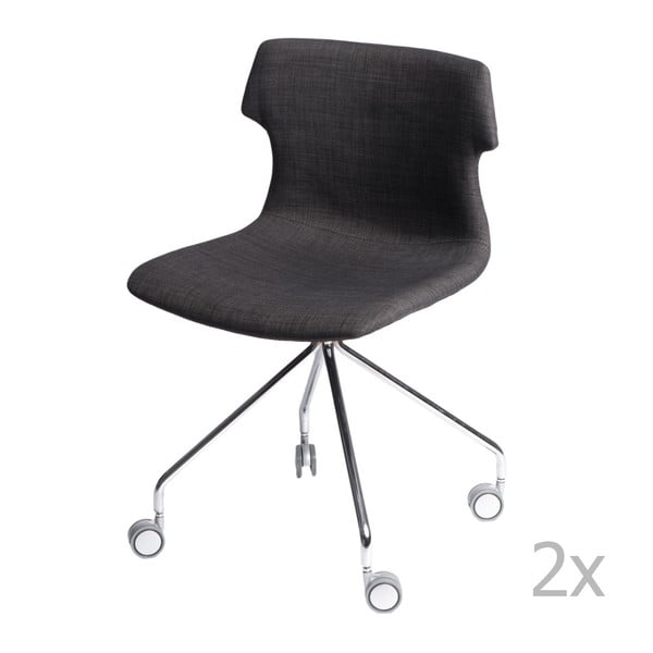 Sada 2 grafitových čalouněných židlí D2 Techno Roll