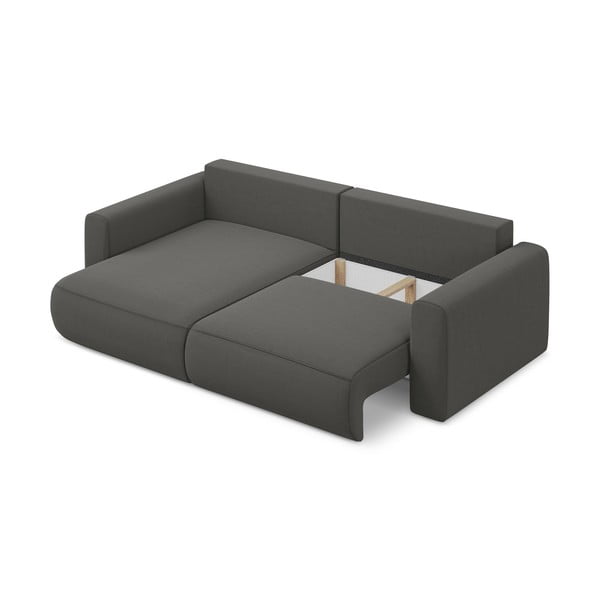 Тъмносив кадифен разтегателен ъглов диван с място за съхранение (ляв ъгъл) Kapua – Makamii-image-4