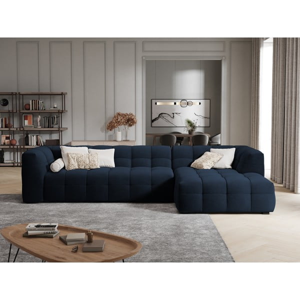 Ъглов диван от синьо кадифе , десен ъгъл Vesta - Windsor & Co Sofas-image-1