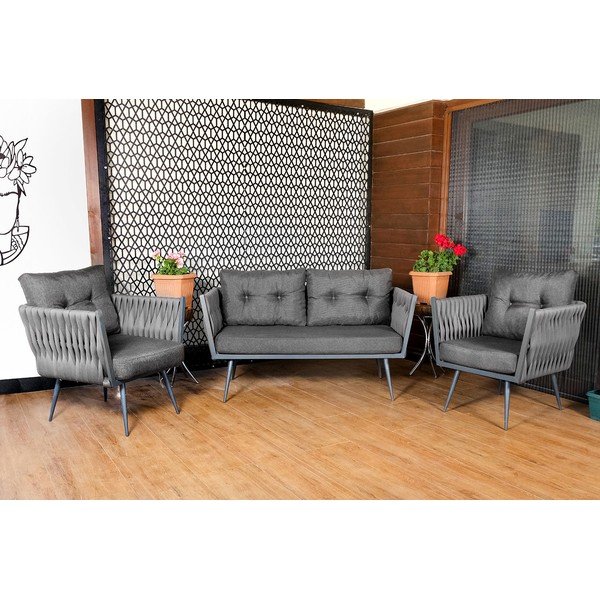 Сив градински комплект за 4 души Violet – Floriane Garden-image-2