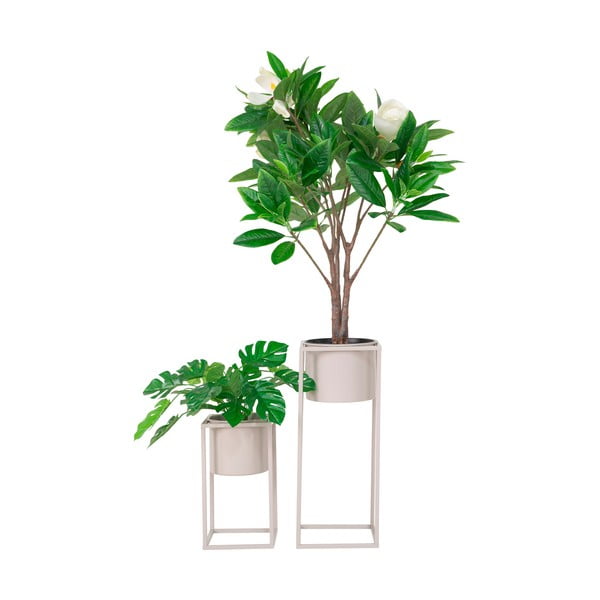 Комплект от 2 бежови метални саксии Marla - House Nordic-image-1