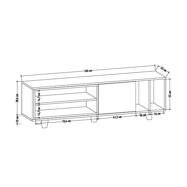 Масичка за телевизор от бял/естествен дъб 160x49 cm Rosmar - Kalune Design-image-3