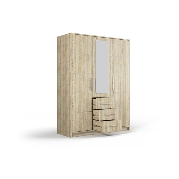 Гардероб в дъбов декор с огледало 147x200 cm Derry - Cosmopolitan Design-image-3
