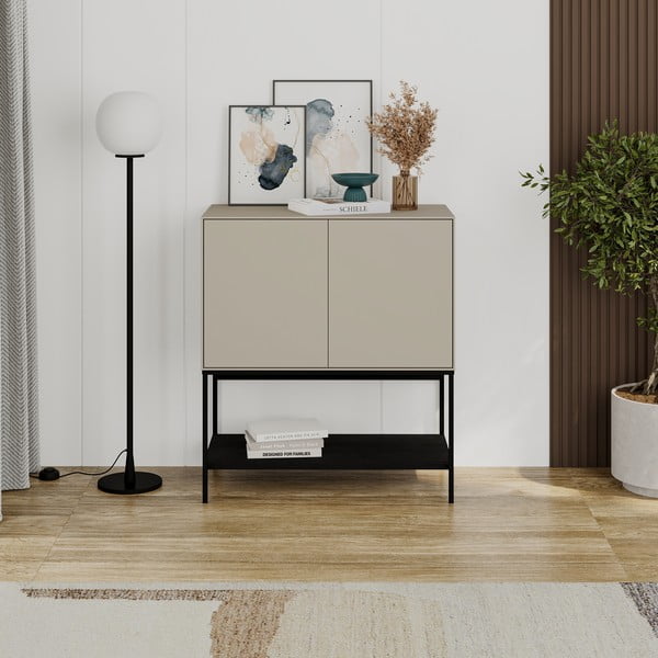 Черно-кремаво шкафче 80x90x40 cm Amira – Marckeric-image-1