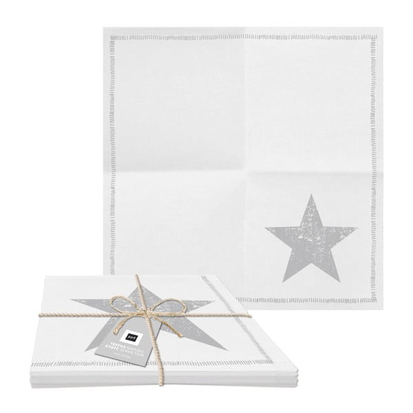Комплект от 2 памучни салфетки със сребърни детайли Star Fashion, 20 x 20 cm - PPD