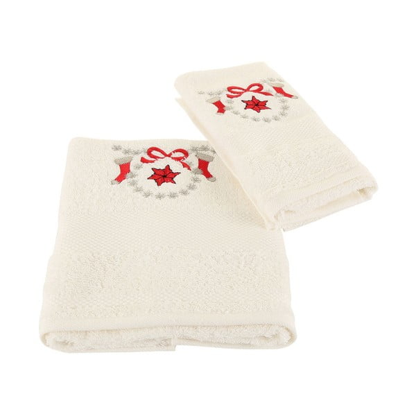Vánoční sada bílého ručníku a osušky Corap-image-1