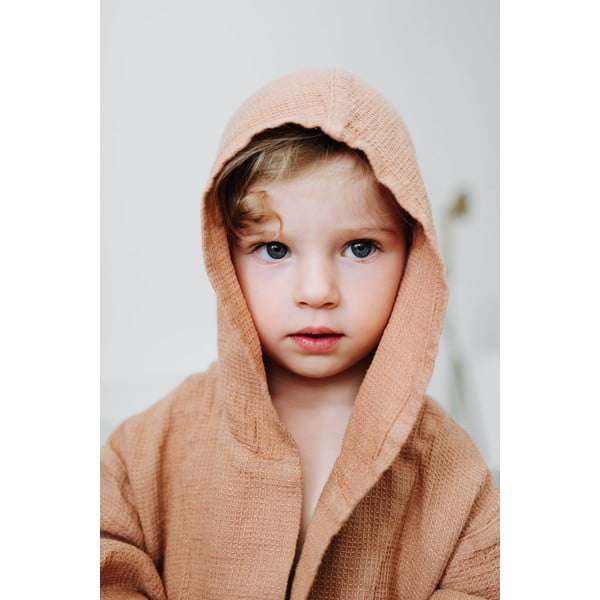 Детски оранжев ленен халат Nature, размер 122 - 128 - Linen Tales-image-3