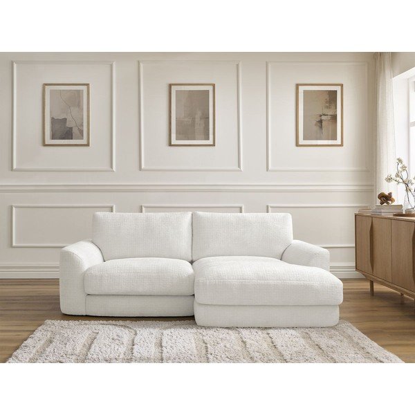 Бял шенилов ъглов диван (десен ъгъл) Leonore – Bobochic Paris-image-1