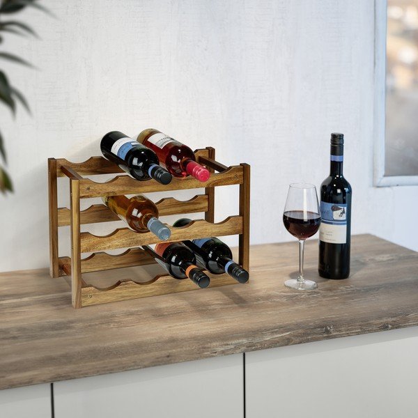 Стелаж за вино от масивна акация в естествен цвят брой бутилки 12 42x28x21 cm Fondi – Wenko-image-1