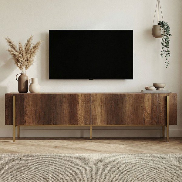 Маса за телевизор от декор от орех в тъмно естествен цвят 180x45x30 cm Nexus – Kalune Design-image-3